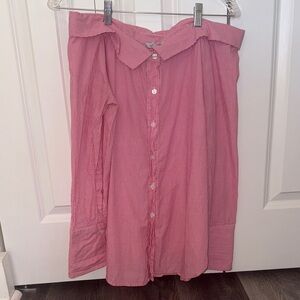 Pink Button-Down Off the Shoulder Shirt